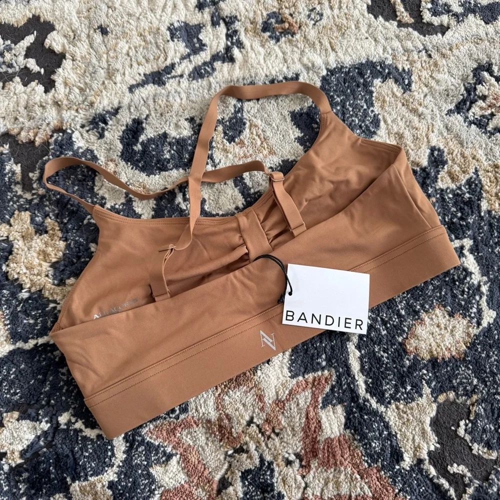 Bandier All Access ruched sports Bra toasted coconut